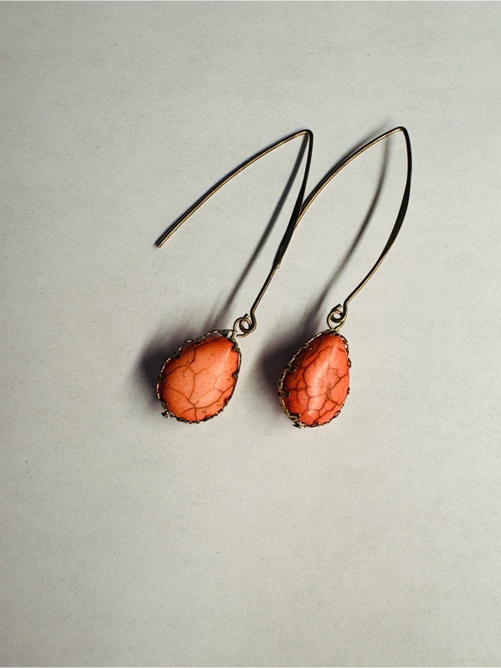 Women Jewelry Coral Teardrop Dangle Earrings